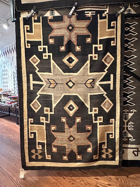 Antique Valero Star Crystal Navajo Weaving, navajo rug for sale, authentic navajo weaving, telluride furnishings, telluride art gallery 