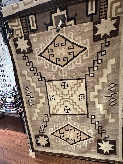 Antique Toadlena/Two Grey Hills Navajo Weaving, navajo rug for sale, authentic Navajo, Telluride furnishings, telluride gallery 