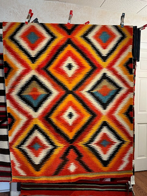 Antique Navajo Eye Dazzler Transitional Blanket, navajo rug for sale, native american weaving, native american art, telluride art gallery