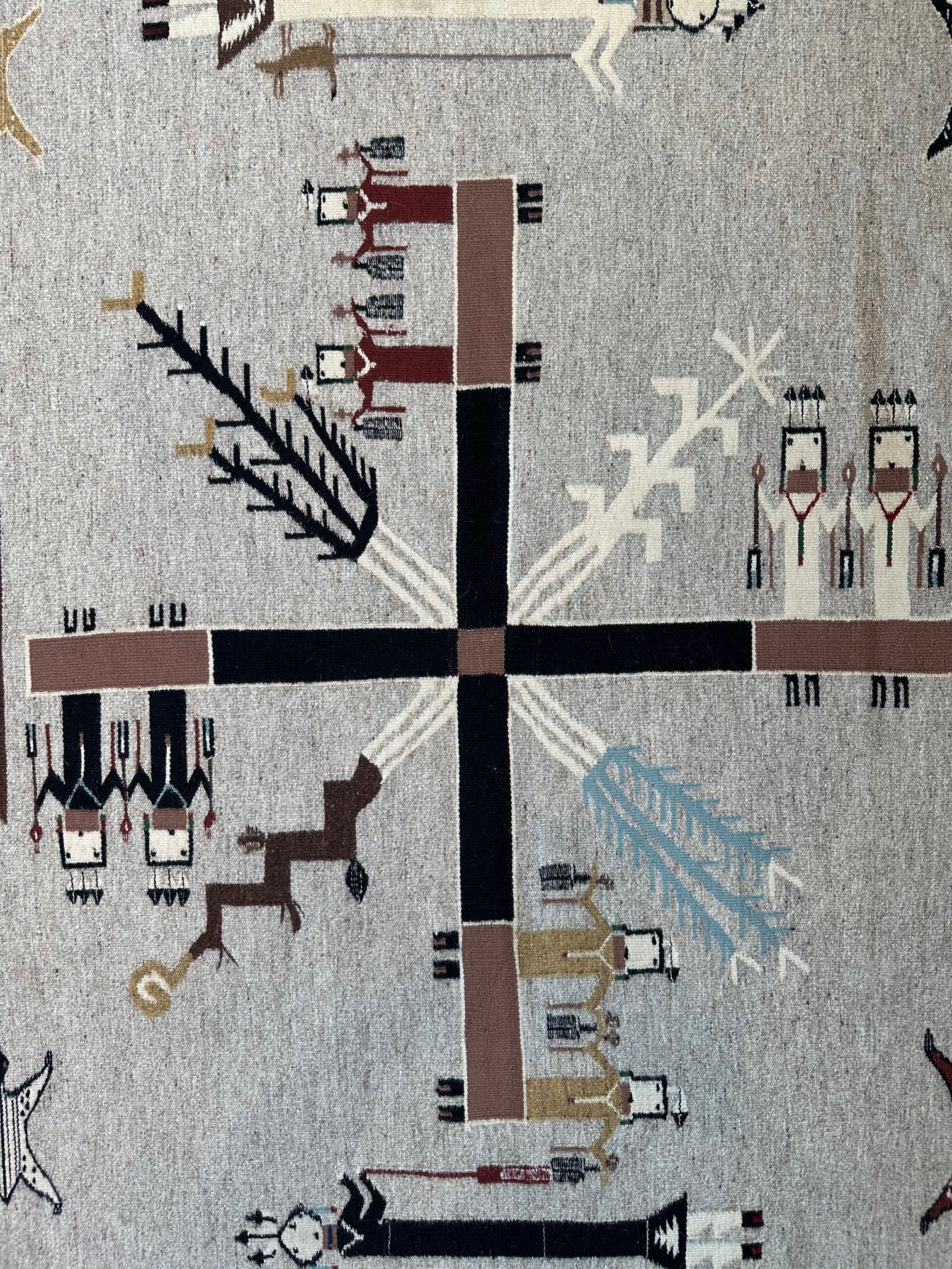 Navajo sandpainting weaving, navajo rug for sale, navajo textile, native made weaving, telluride art gallery 