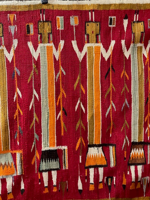 Vintage Red Yei Navajo Weaving, Authentic Navajo Rugs for sale, Telluride gallery, telluride gift shop, Native american art gallery, Telluride