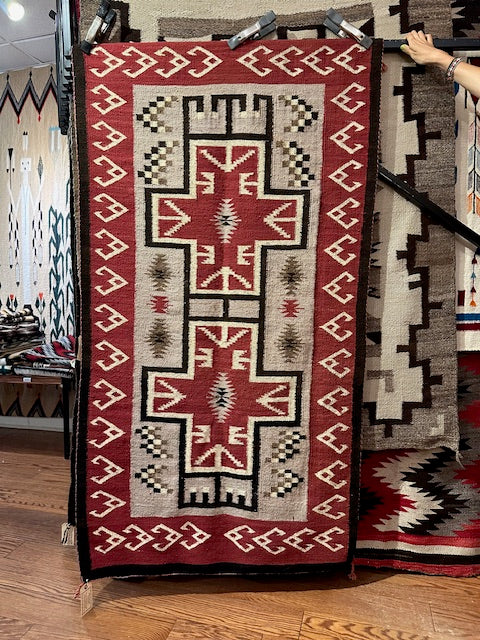 Vintage "Cross" Ganado Navajo Weaving - 35" x 67"