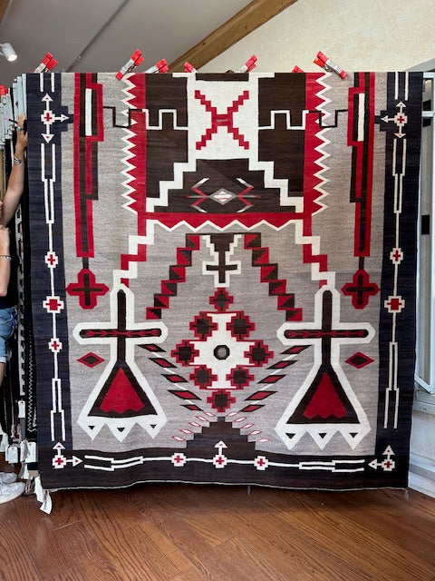 Antique Teec Nos Pos Storm w/Indigo Navajo Weaving, authentic navajo rugs for sale, telluride gallery, telluride gift shop, native american art for sale