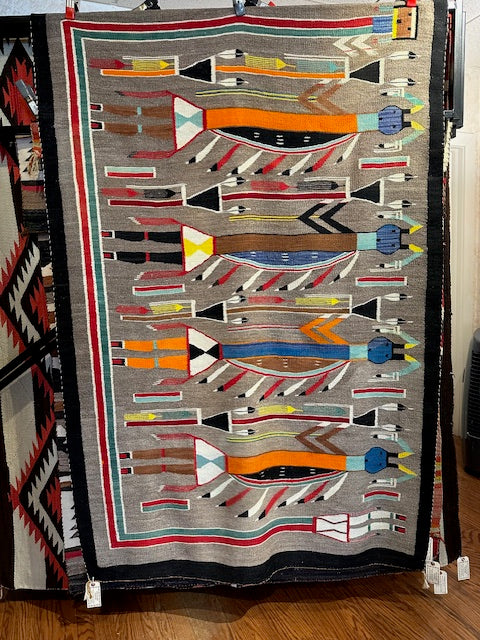 Vntage Humback Yei Navajo Weaving, authentic navajo rugs for sale, telluride gallery, telluride gift shop, native american art for sale