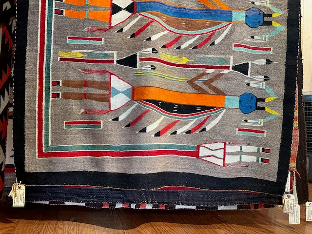 Vntage Humback Yei Navajo Weaving, authentic navajo rugs for sale, telluride gallery, telluride gift shop, native american art for sale