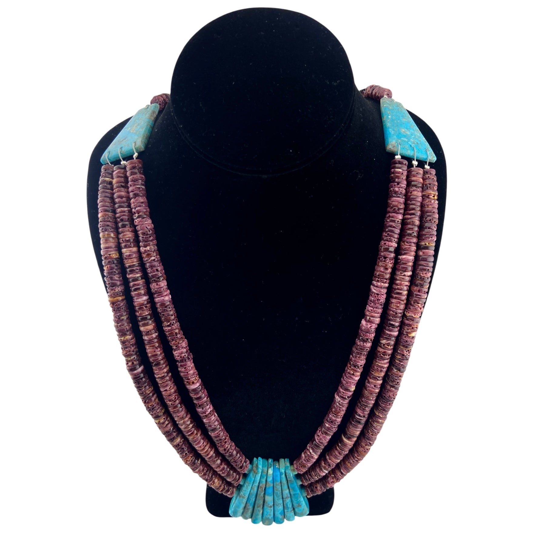 multi strand, spiny oyster, turquoise, heishi beads, kewa