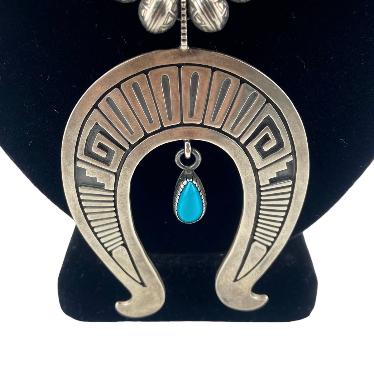 Ernest Thomas Bilagody Sr. Sterling Silver & Turquoise Squash Blossom Necklace