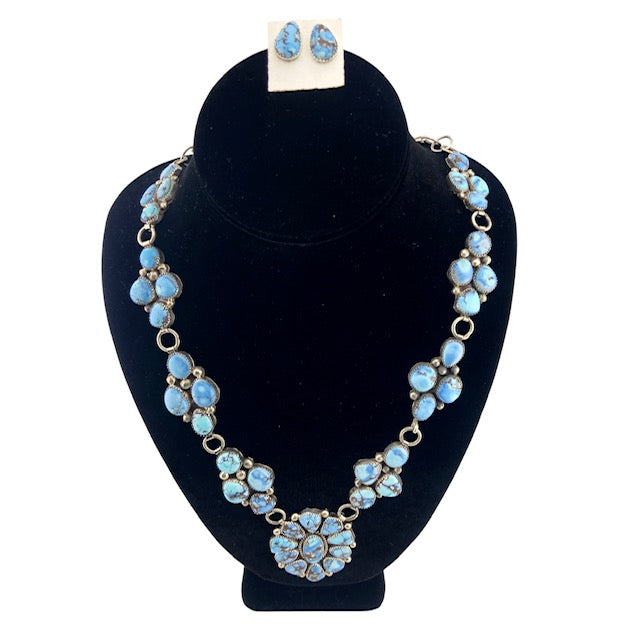 blue stone necklace with matching stud earrings golden hills turquoise 