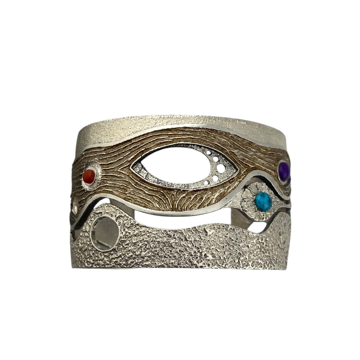 ric charlie, sterling silver, bisbee, lapis, coral, navajo, bracelet