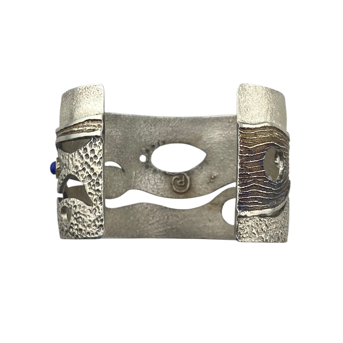 Ric Charlie Navajo Flow of Time Time Tufa Cast Bracelet w/Bisbee, Sugilite, Meditteranean Coral & Lapis