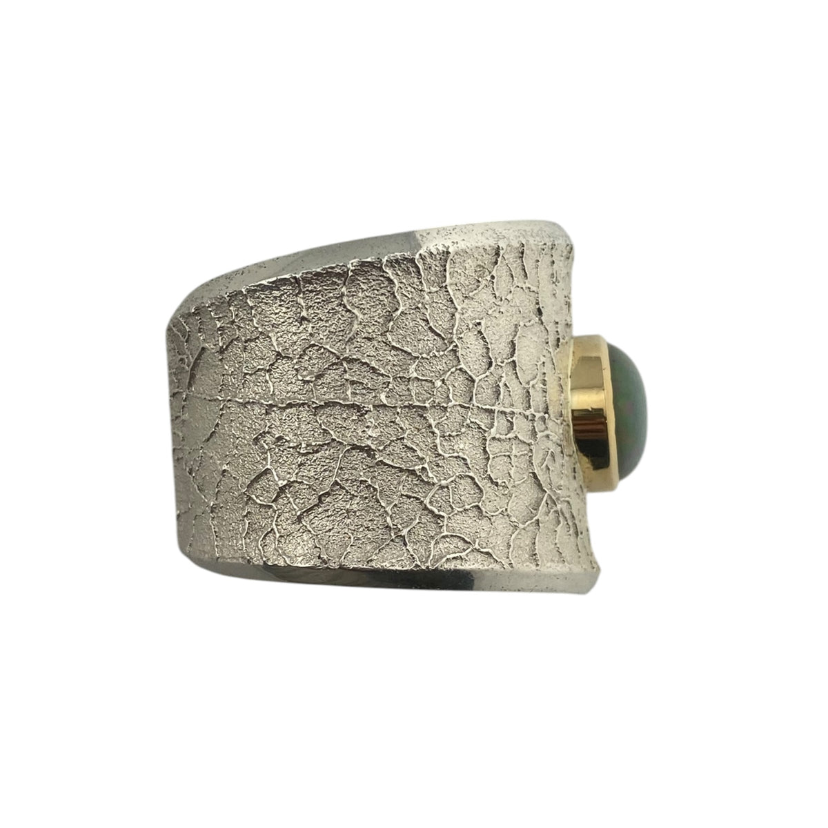 Ric Charlie Navajo Tufa Cast Honeycomb Bracelet w/Ethopian Opal & 14kt Bezel