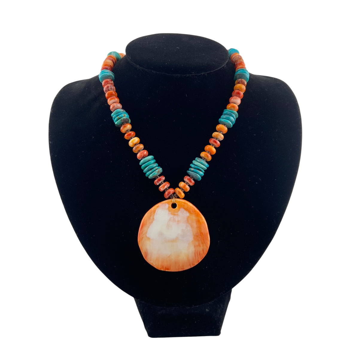 Lita Atencio Kewa "Raw" Spiny Oyster on Spiny Oyster & Turquoise Beads