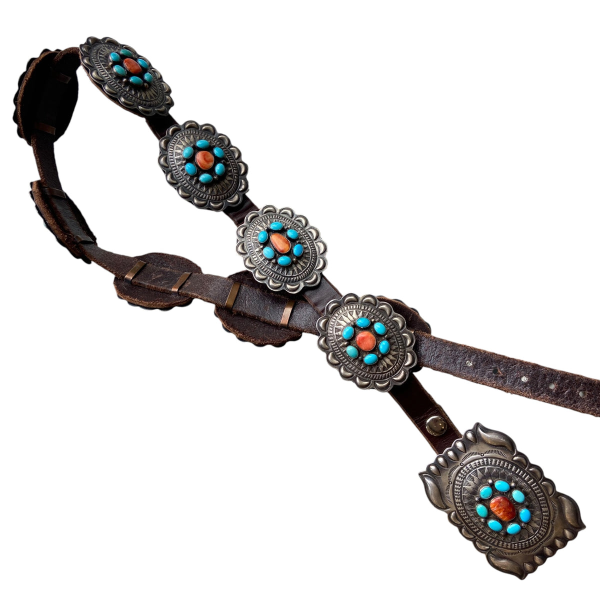 Dan Morgan Navajo Spiny Oyster & Turquoise Concho Belt