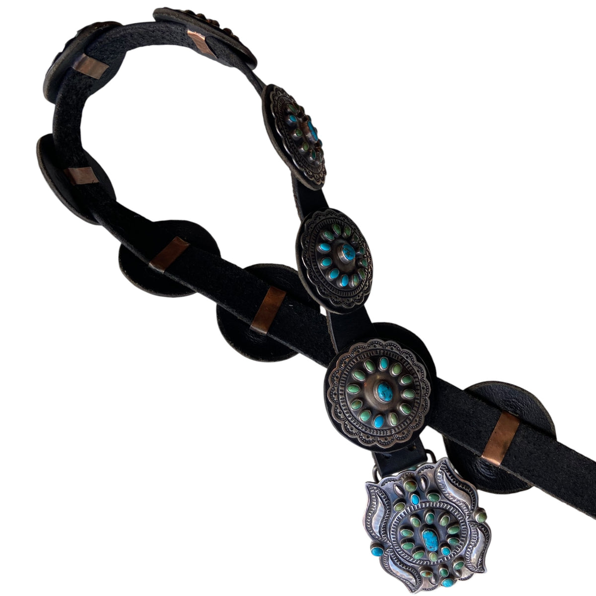 Geraldine Yazzie Mixed Turquoise Cluster Concho Belt