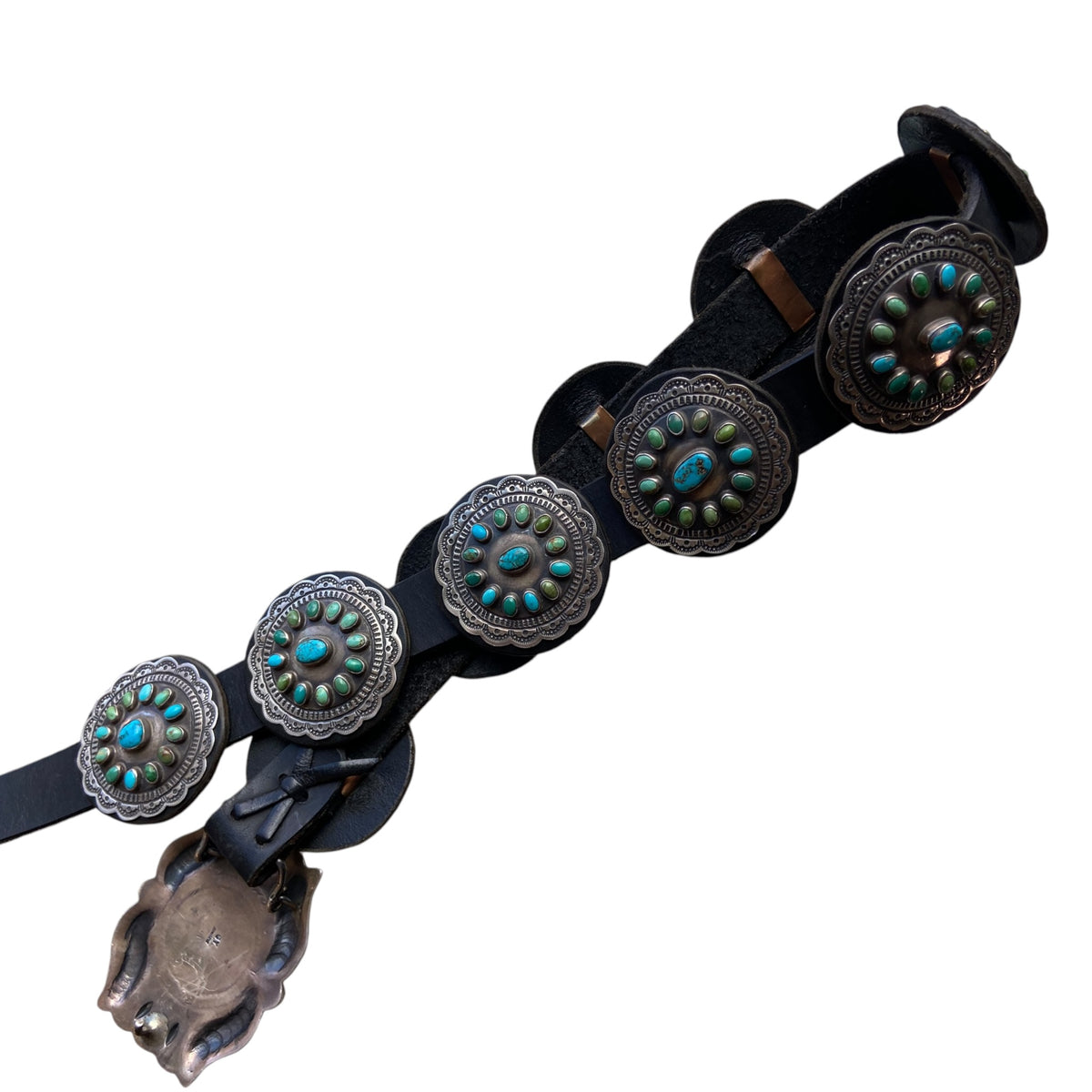 Geraldine Yazzie Mixed Turquoise Cluster Concho Belt