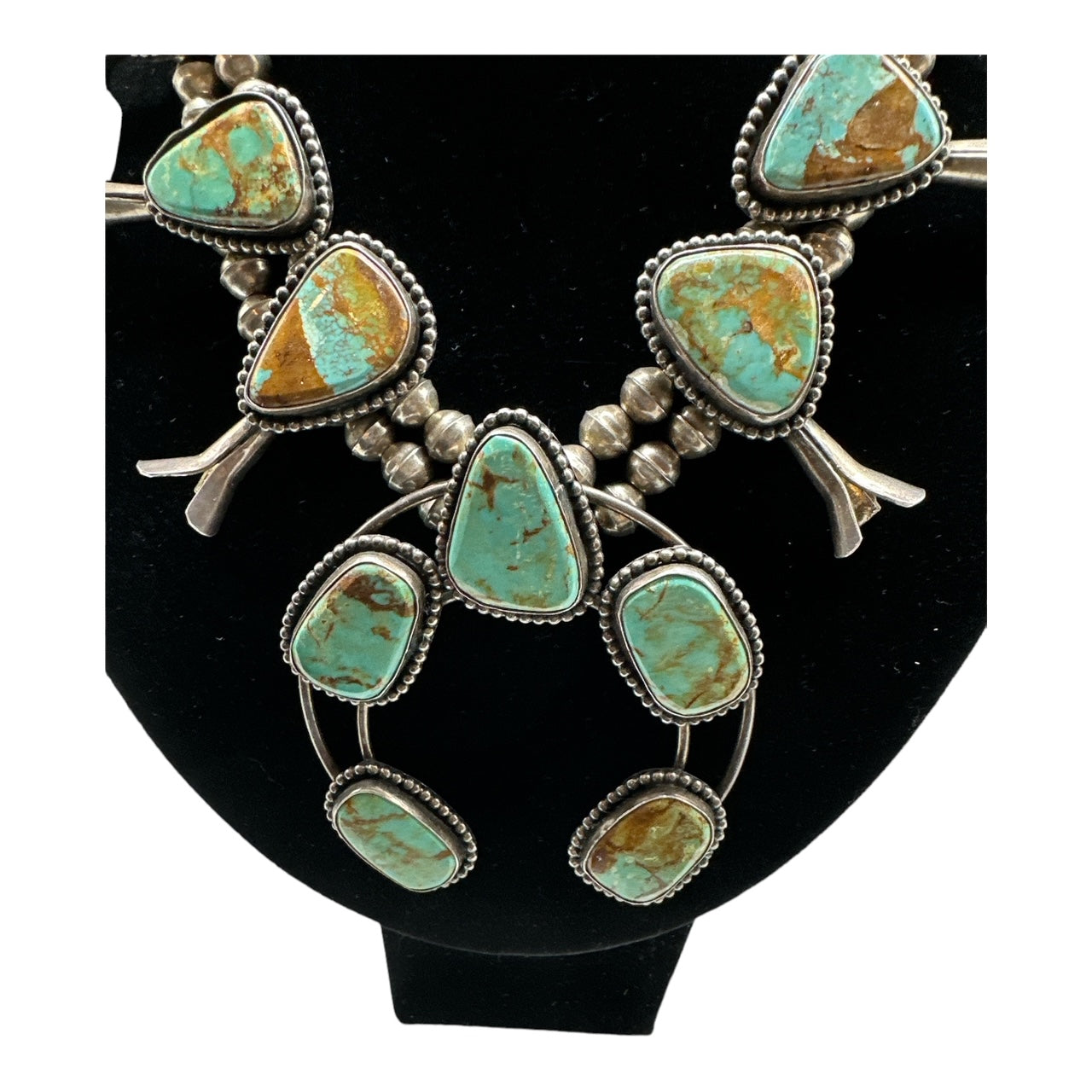 Native american jewelry for sale, Vintage Navajo Squash Blossom for sale, Royston turquoise jewelry, telluride jewelry 