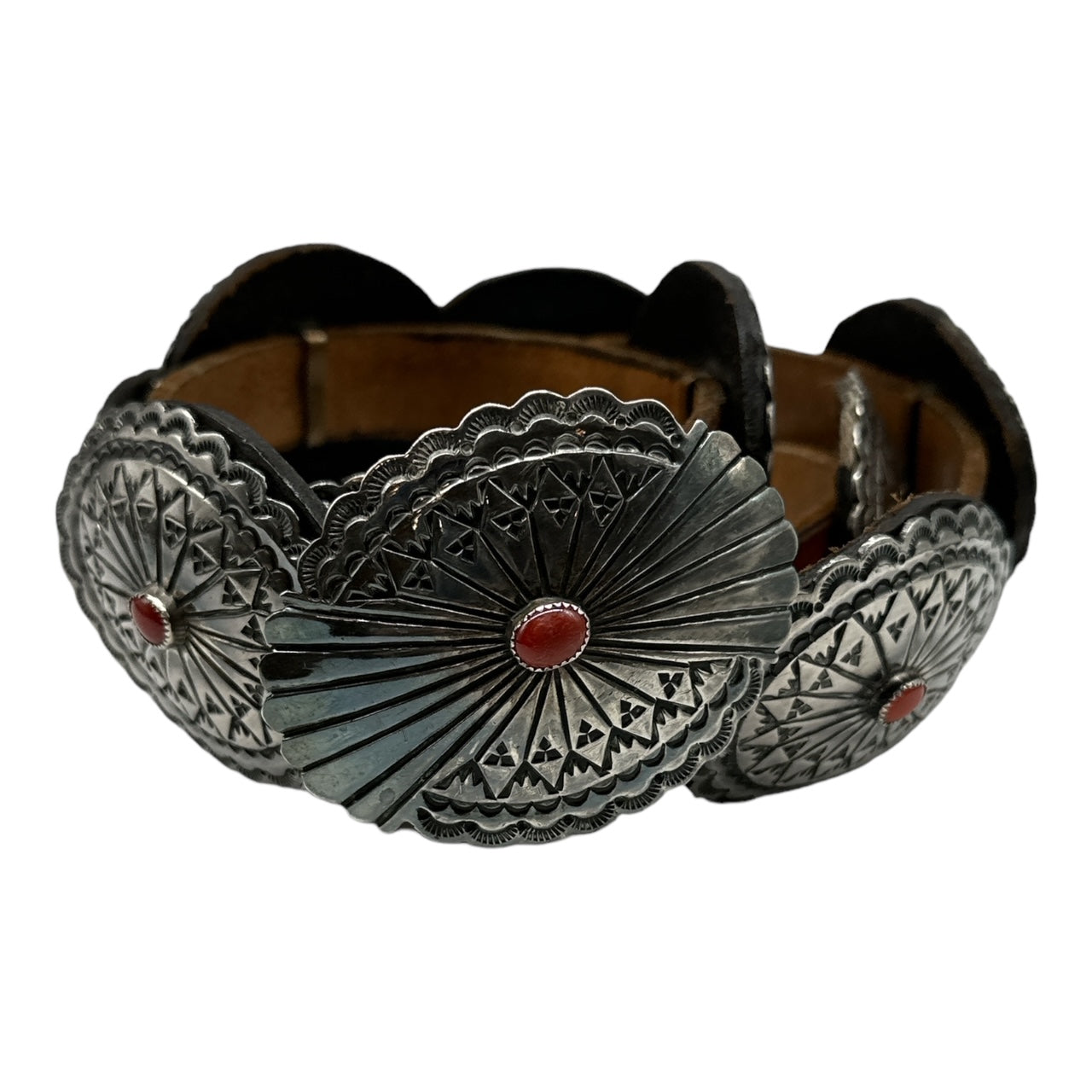 Navajo concho belt, native american jewelry for sale, indian jewelry, telluride, coral and silver belt