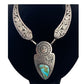 Hopi Overlay Choker Necklace - Kings Manassa Turquoise - Mitchell Sockyma