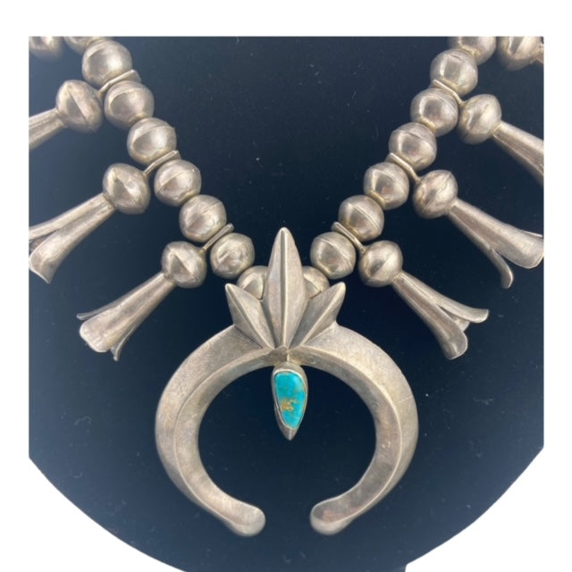 Vintage Navajo Single Turquoise Squash Blossom