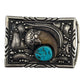 Navajo belt buckle, sterling silver, turquoise. bear claw, telluride jewelry store