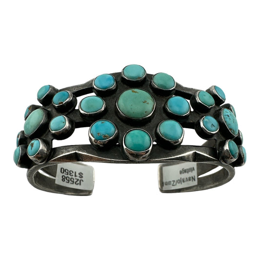 Vintage Navajo Ingot and Turquoise Cluster Bracelet, navajo jewelry for sale, turquoise jewelry for sale, telluride jewelry store, telluride gallery 