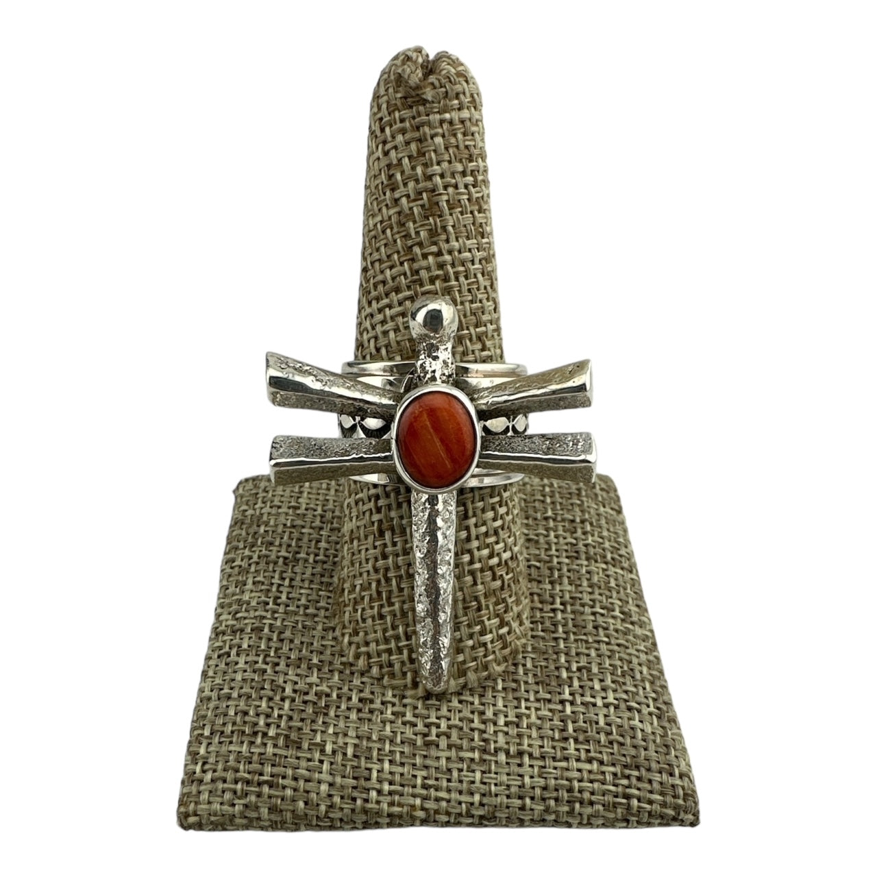 Gary Custer Tufa Cast Dragonfly Sterling Silver and Spiny Oyster Necklace, Bracelet and Ring, navajo jewelry for sale, sterling silver jewelry, spiny oyster jewelry, telluride jewelry store, telluride gallery, telluride gift shop 