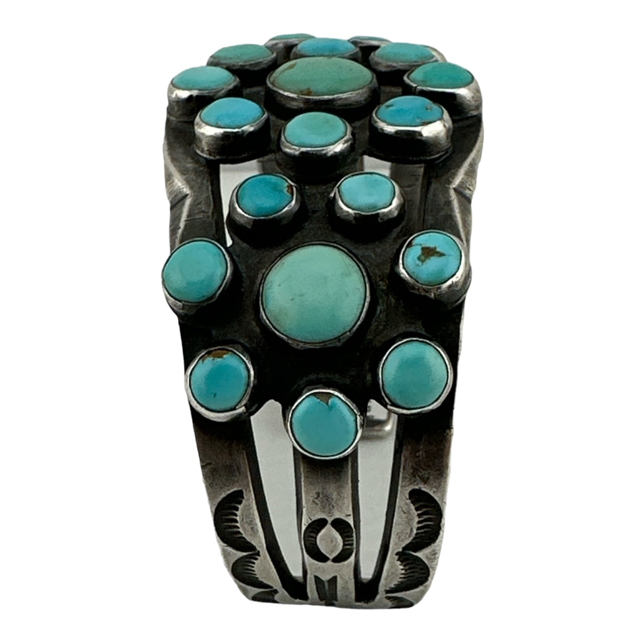 Vintage Navajo Ingot and Turquoise Cluster Bracelet, navajo jewelry for sale, turquoise jewelry for sale, telluride jewelry store, telluride gallery