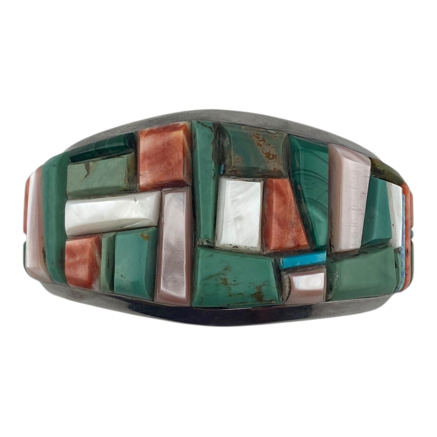 Emery Yazzie Mosaic Inlay Navajo Bracelet, navajo jewelry for sale, turquoise bracelet for sale, turquoise inlay bracelet for sale, jewelry store in telluride, art gallery telluride, gift shop telluride, native american jewelry for sale, indian jewelry for sale