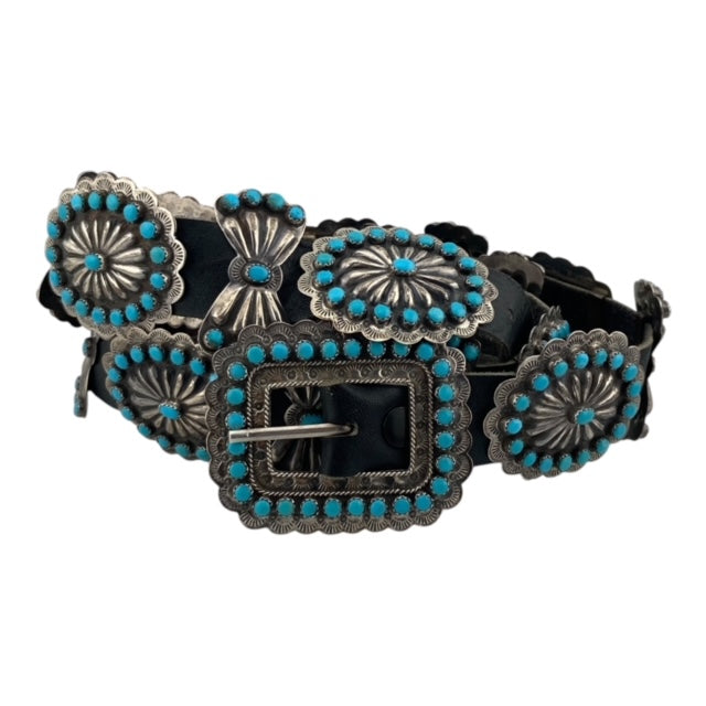 turquoise concho belt, navajo concho belt, telluride jewelry store, navajo jewelry for sale.  