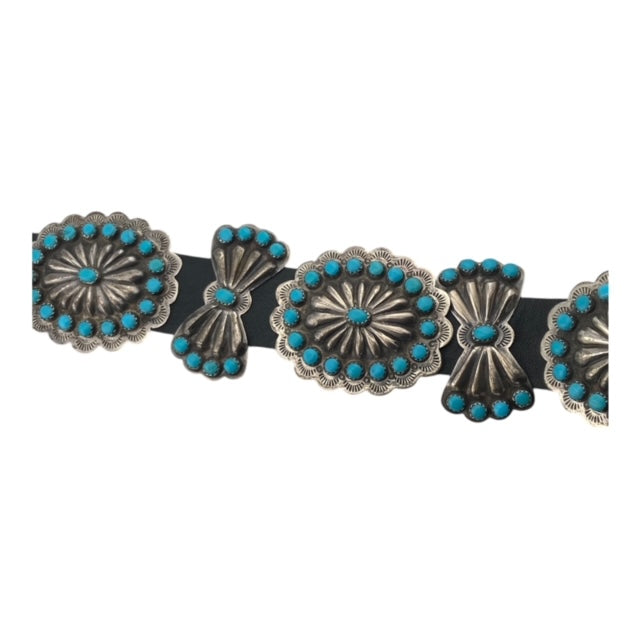 Vintage circa 1970's Victor Moses Begay Sleeping Beauty Turquoise Concho Belt