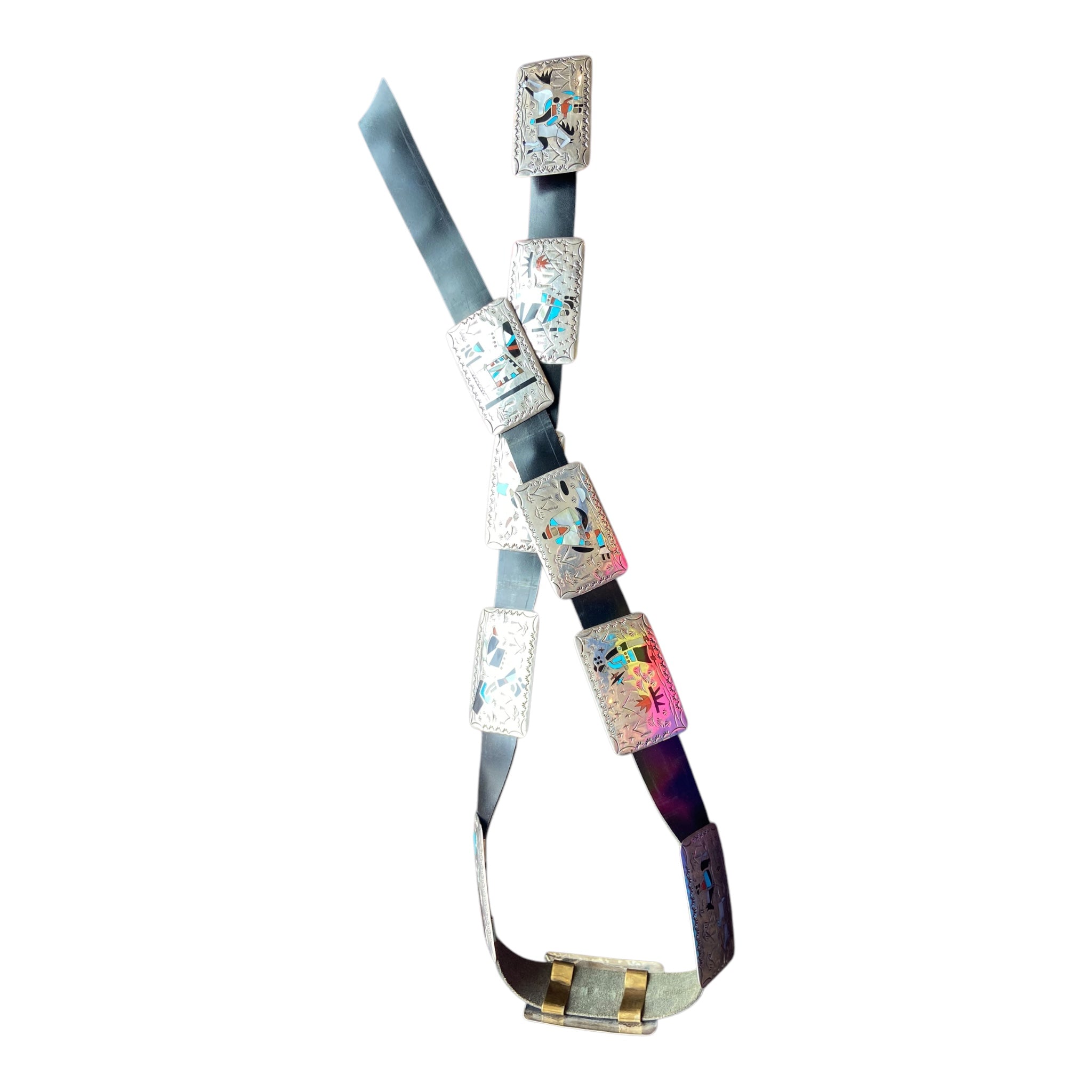 Navajo Storyteller Inlay Concho Belt - Benson Boyd