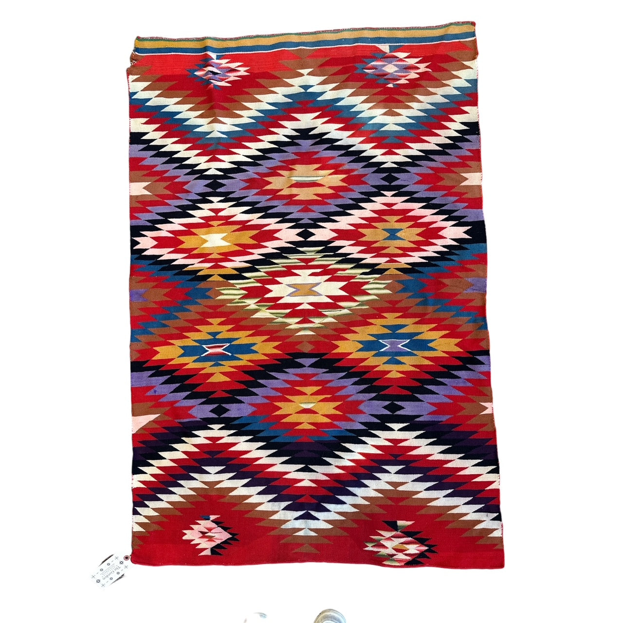 Antique Germantown Navajo Weaving Dazzler - bound on one end 35.5
