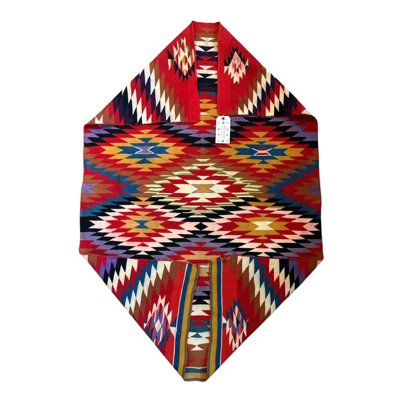Antique Germantown Navajo Weaving Dazzler - bound on one end 35.5" x 53" W2038