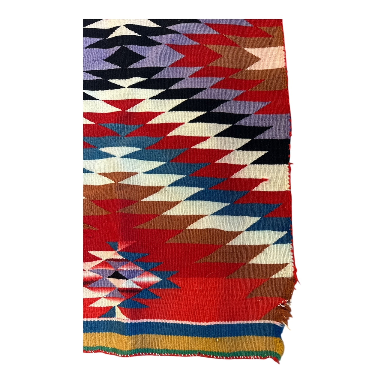 Antique Germantown Navajo Weaving Dazzler - bound on one end 35.5" x 53" W2038