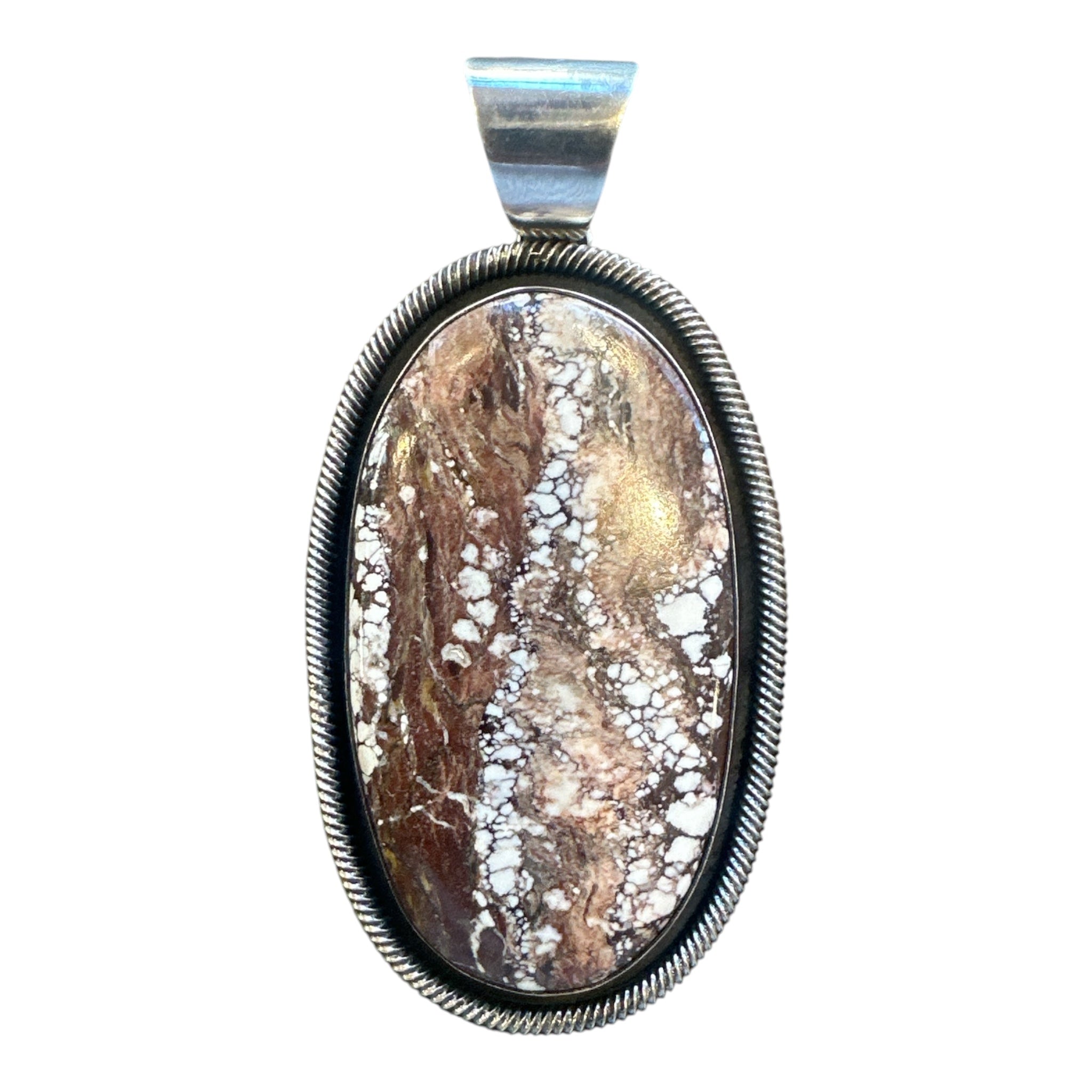 Pendant with a natural stone design on a white background - wildlhorse jasper