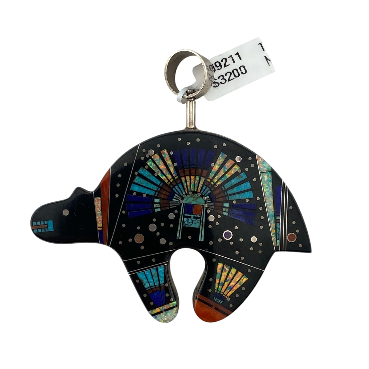 inlay bear, pendant, onyx, opal, clayton tom
