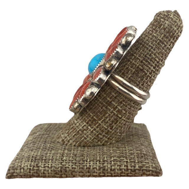 R Frank Kingman & Spiny Oyster Navajo Cluster Ring