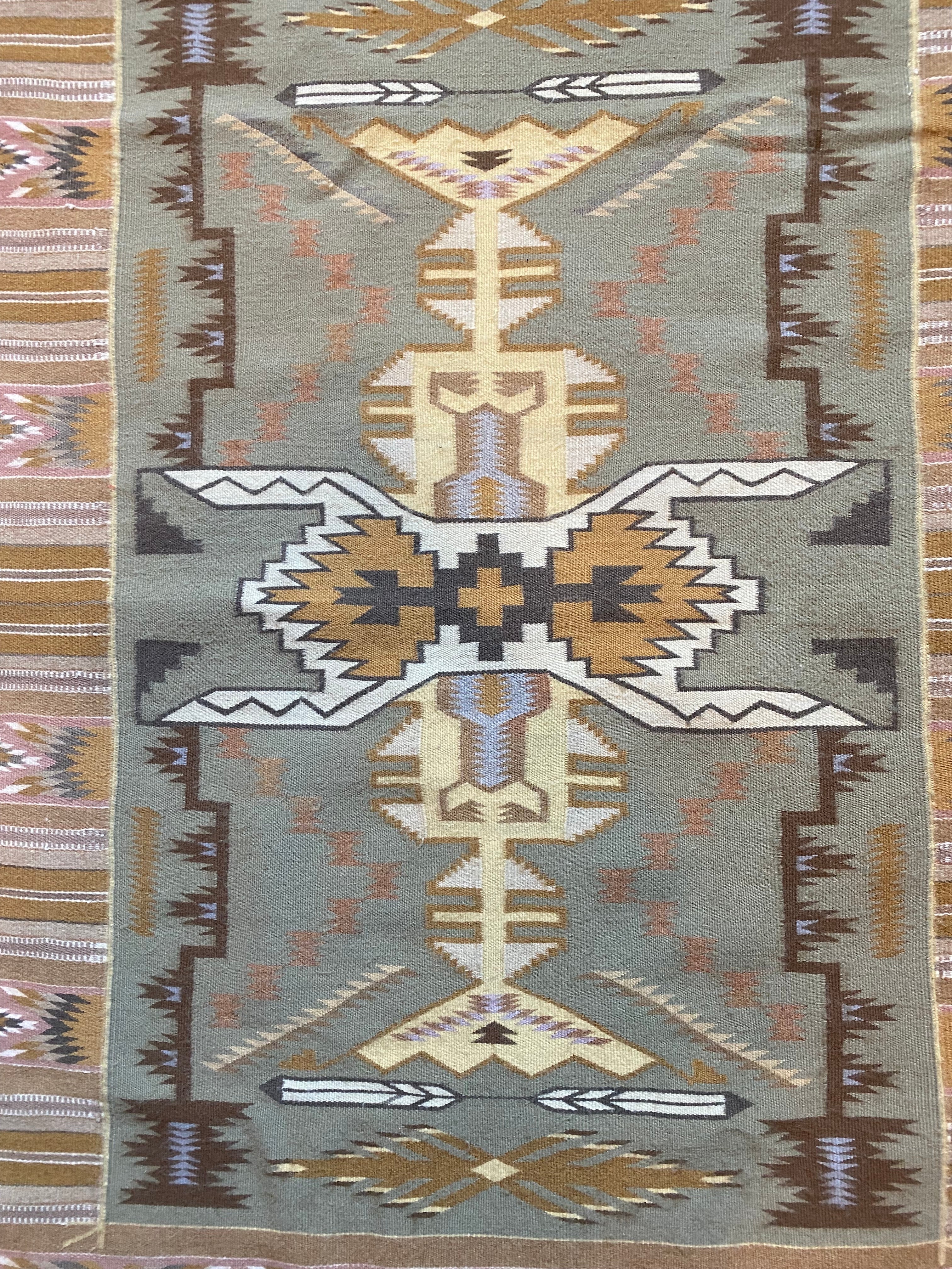 Three Turkey Ruins Navajo Weaving, Navajo rug for sale, vegetal dye weaving, telluride gallery 