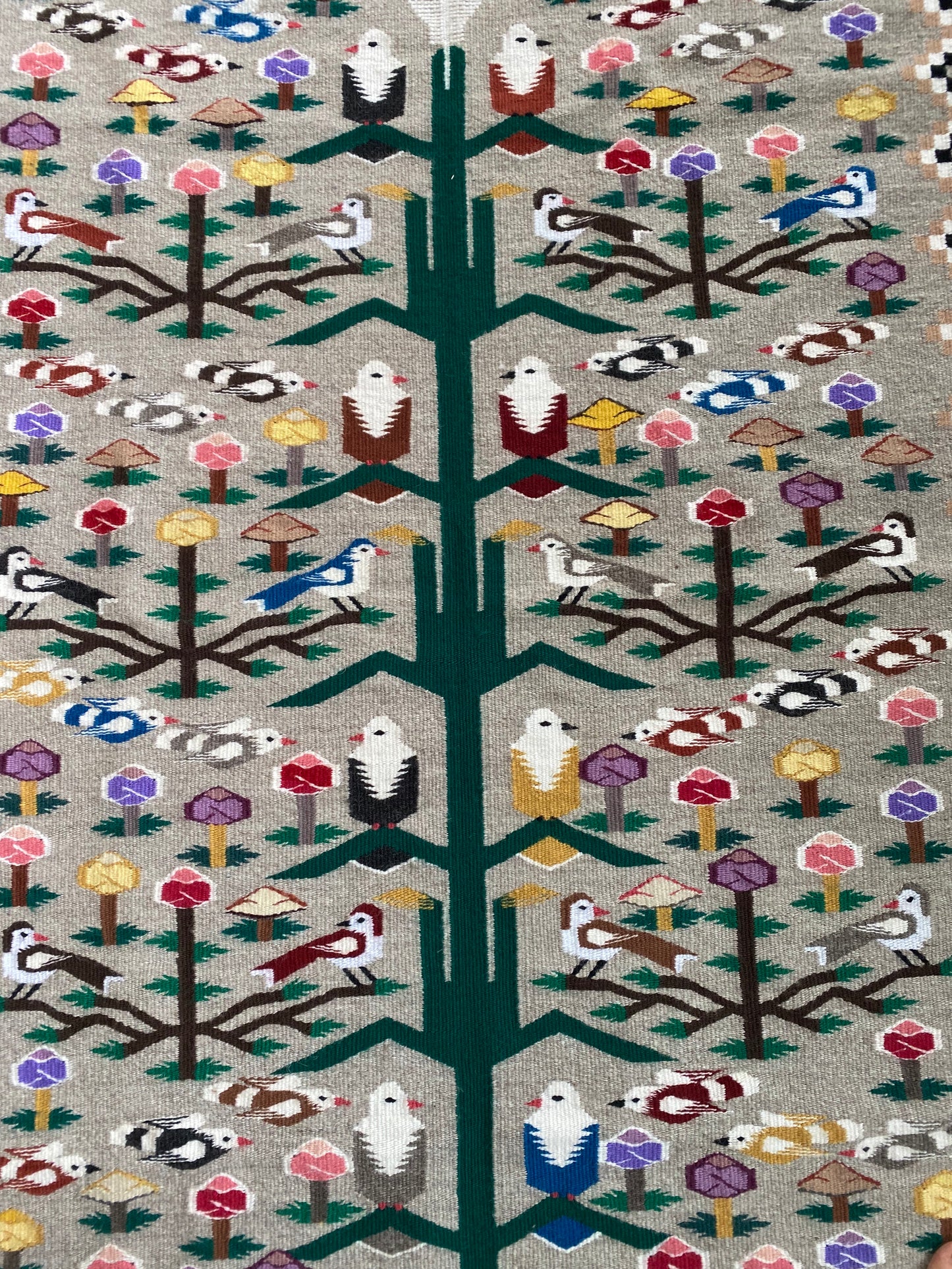Leita Badonie Bird Tree of Life PIctorial Weaving - 45" x 68"