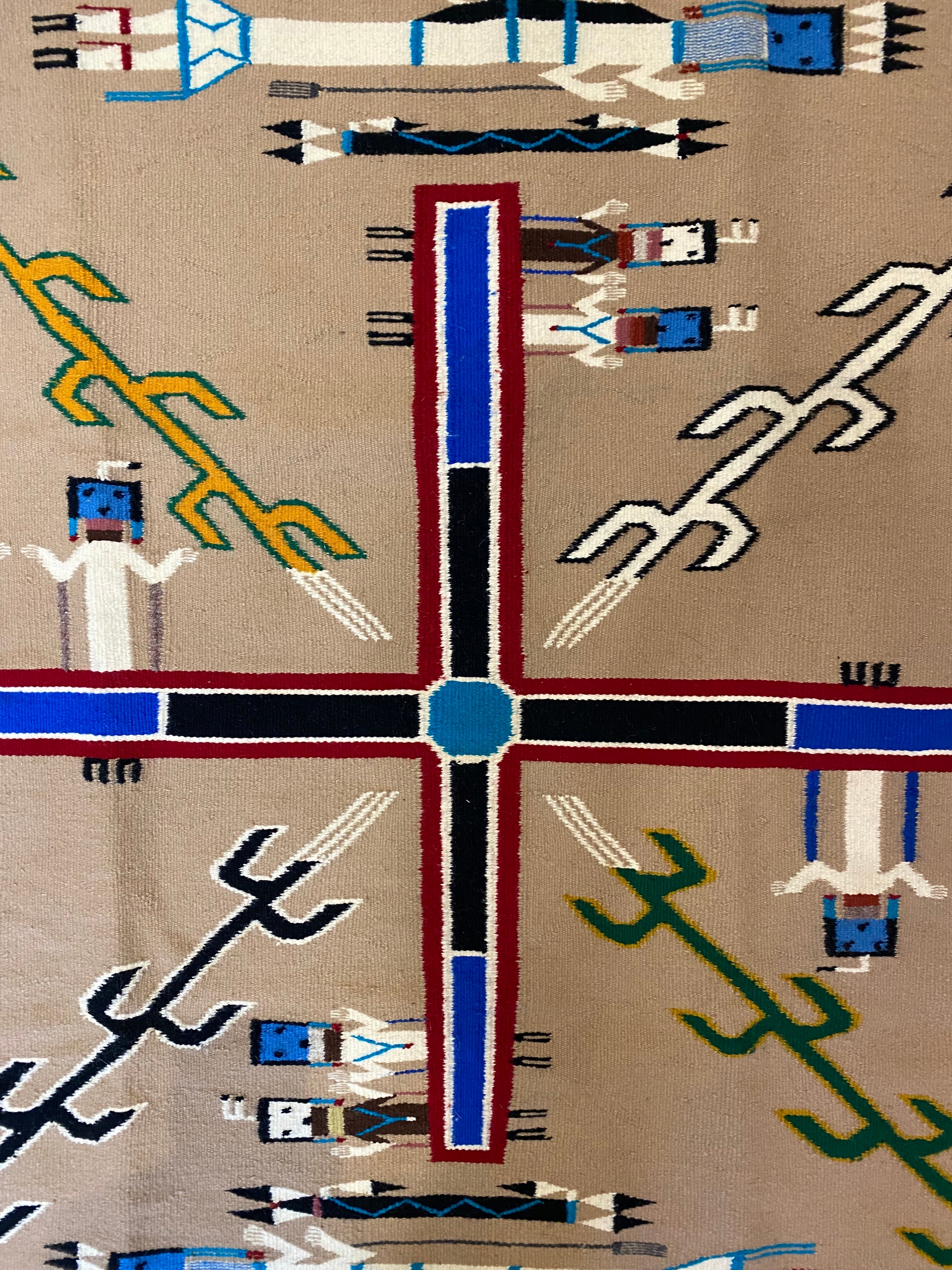 Lucille Benally Sandpainting Yei - 48" x 47"