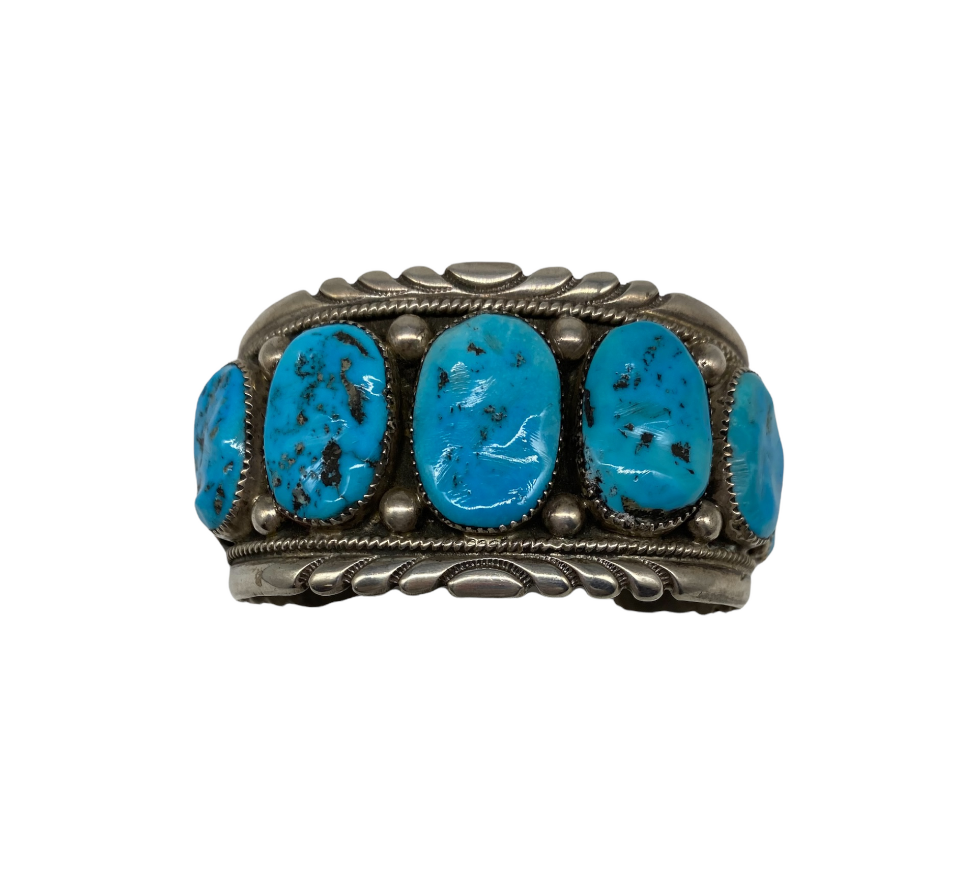 極厚銀LEOZULUETAレオズルエタ925バングルトライバル135gワイルド Robert & Bernice Leekya - Zuni Turquoise Bracelet