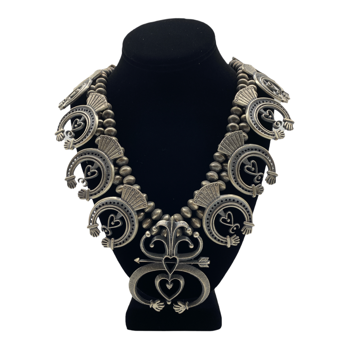 Aaron Anderson Navajo Squash Blossom Necklace