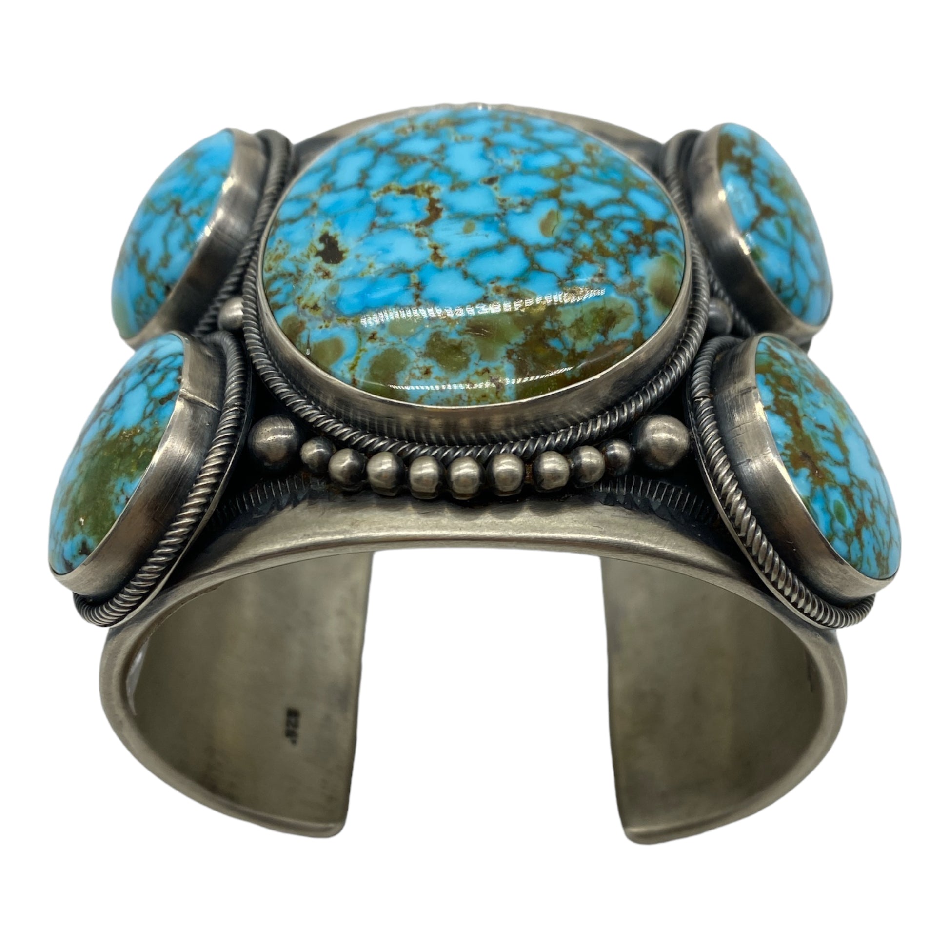 Kingman turquoise sterling silver navajo bracelet telluride co