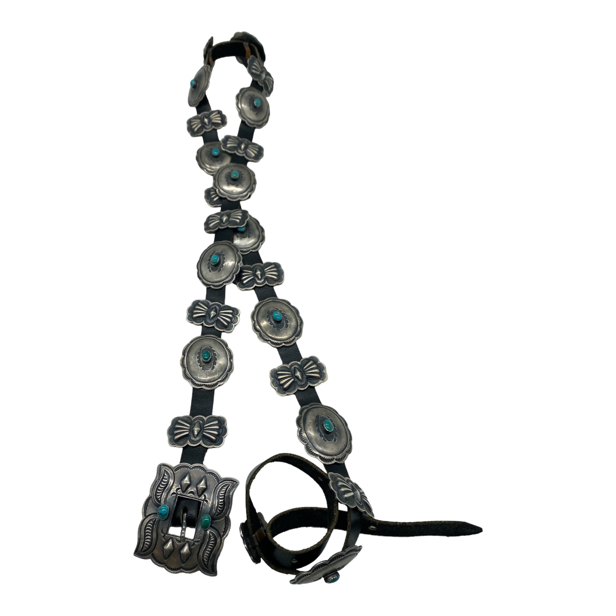 Harry Morgan Silver and Turquoise Concho Belt
